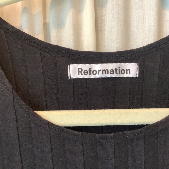 Reformation Dress Black Mel Ribbed Knit Sleeveless Bodycon Stretch Tank Small - Picture 7 of 8